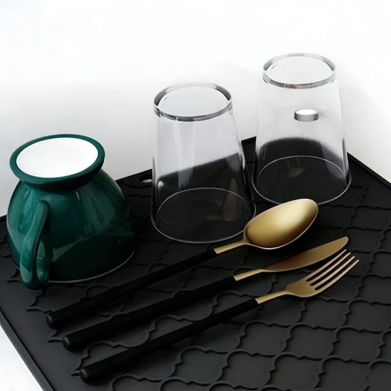 Silicone Drying Mats For Kitchen Counter Eco-Friendly Non-Slip Easy To Clean Heat Resistant Mat-Kitchen Gadgets Kitchen