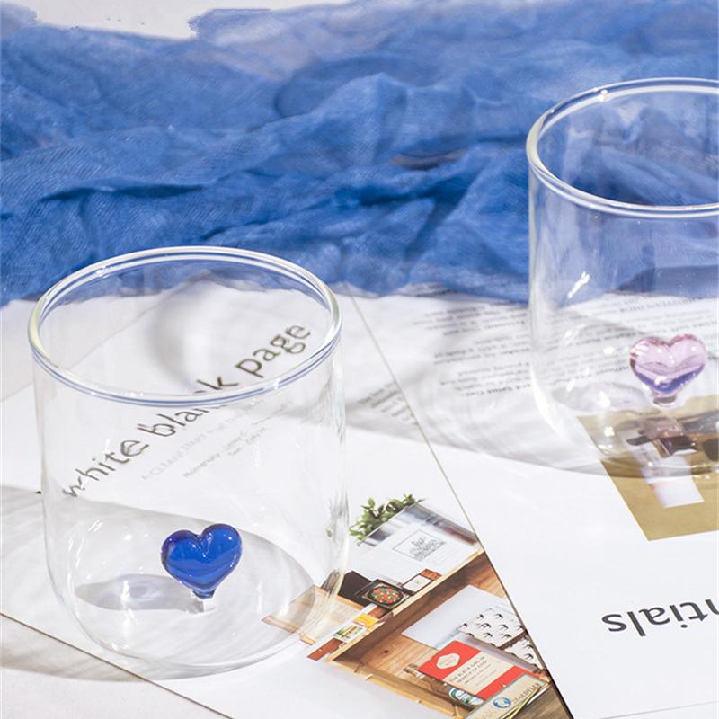 Cană de cafea din sticlă cu inimă creativă pentru cupluri, ceai, mic dejun, lapte, suc, ceașcă, drăguț, cadou pentru iubitori