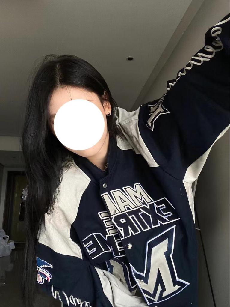 American Retro Racing Motorcycle Jacket: Unisex, Bold Color Block Design, Street Style, Loose Fit