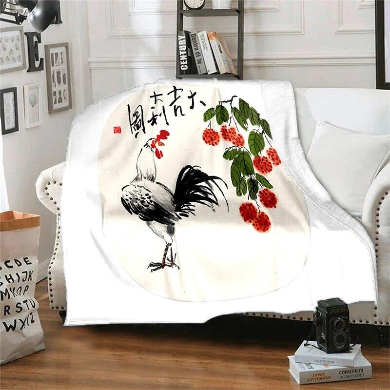 Twelve Chinese Zodiac Signs Pattern Printing Manta Sofa Bed Cover Soft  Blanket Plaid Soft Warm Flannel Throw Blankets Fans Gif