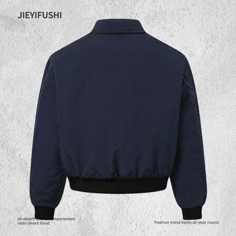 Mens Winter Loose Fit Cotton Jacket Street Style Embroidered Thick Warm Casual Coat
