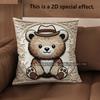 2D Cute Teddy Bears Pillow Covers For Home Decor Pattern Cushion Cover Suitable For Sofa Bedroom Car Pillow Cover