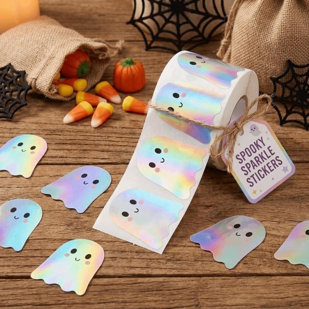 Pumpkin Tree Ghost Stickers PVC Sealing Labels Cute Laser Stickers Halloween Party Favors