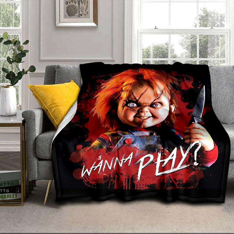 Chucky's Halloween Horror Blanket Flannel Blanket for bed, sofa, Camping, Hiking, Picnic Essentials, gift for family Fan gifts