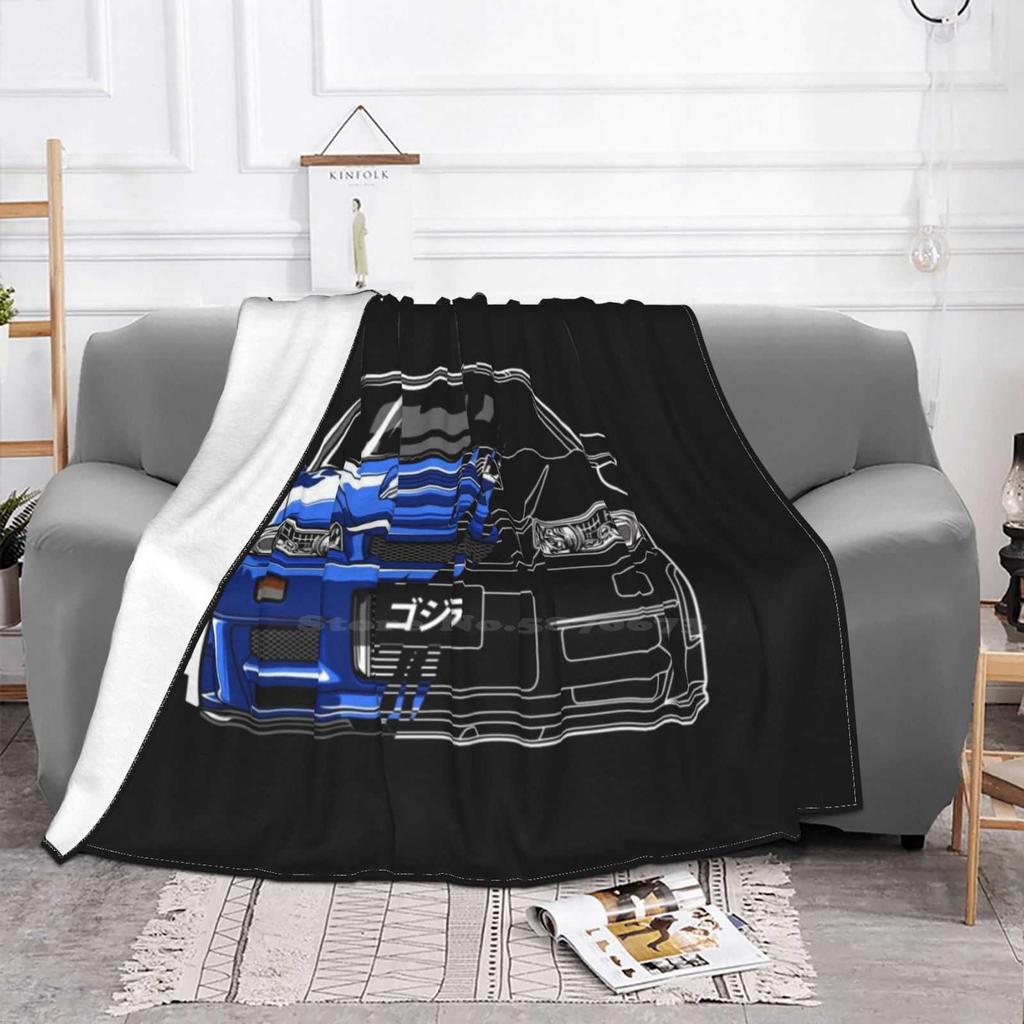 R34 Gtr Skyline Turbo Jdm Tuning Car 90S Fan Trend Style Funny Fashion Soft Blanket Car Jdm Skyline Gtr R34 Automotive R34