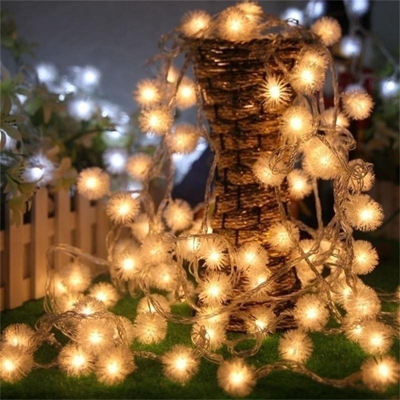 LEDs Snow Pompon Fairy Dandelion String Lights For Festival Christmas Party Wedding Garden Decoration DIY Lighting