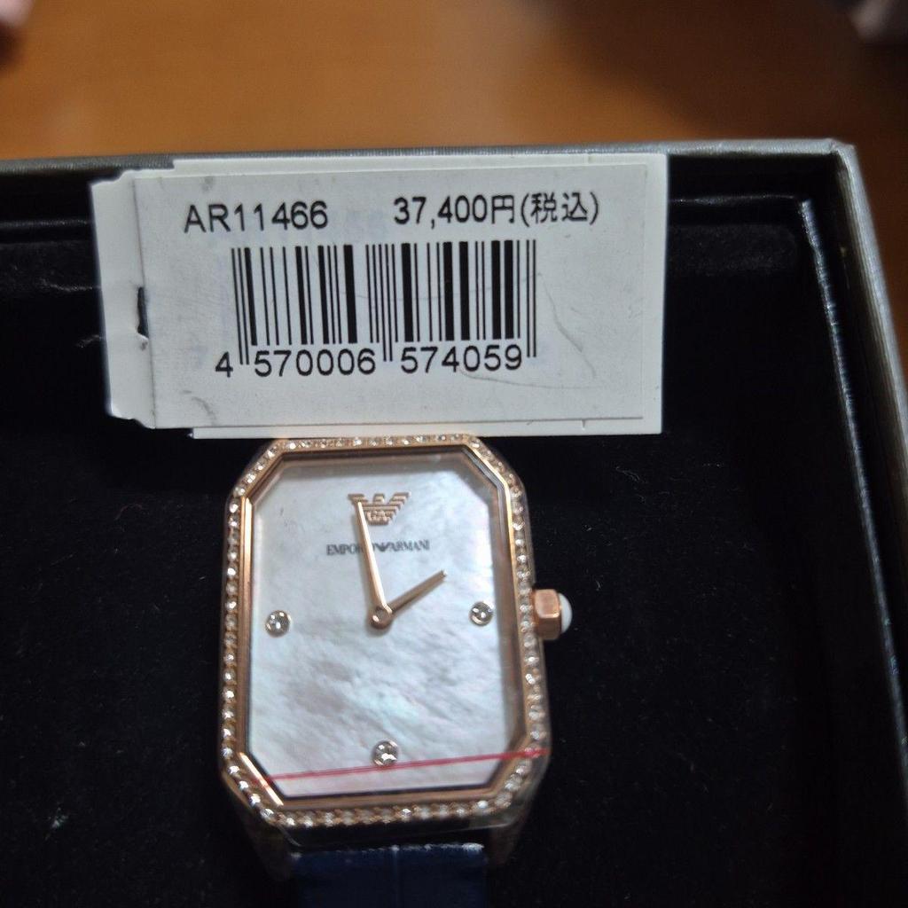 Used EMPORIO ARMANI Women's Watch Octagon Navy Emporio Armani Watch Analog Leather AR11466