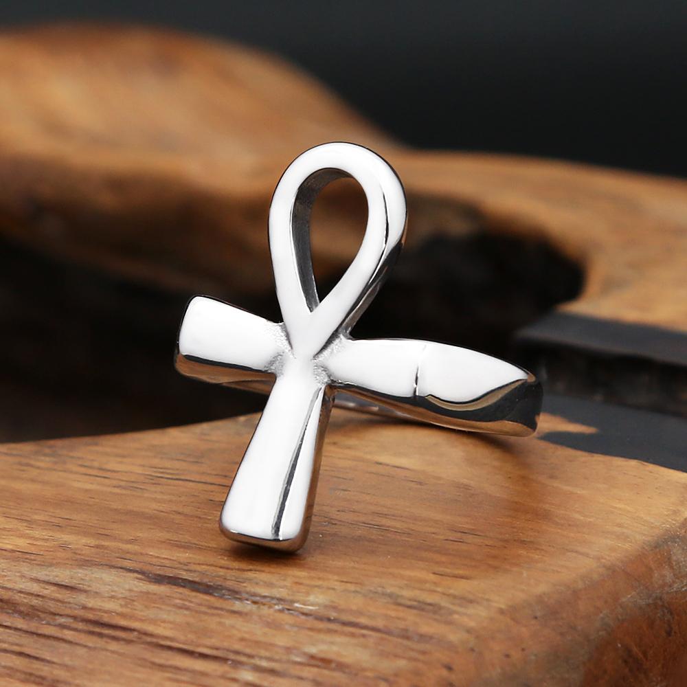 Egyptiske Ankh Fingerringer i Rustfritt Stål for Menn Kvinner Punk Hip Hop Korsring Mote Smykketilbehør Gaver Dropshipping