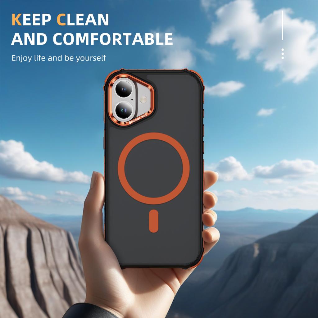 For iPhone 17 Case with Lens Kickstand Matte Phone Back Cover Compatible with MagSafe