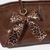 Korean Style Leopard Print Bow Keychain – Creative Autumn/Winter Fabric Ribbon Pendant