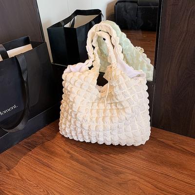 Girl Cloud Puff Flower Shoulder Bag Women's New Summer Canvas Simple Handbag