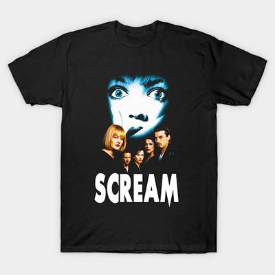 Asian Size Men Print T-shirt Scream No-Cut Heat Transfer Print Cotton Tshirt