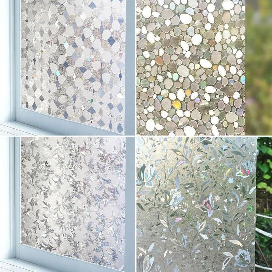 Window Privacy Film Decorative Frosted Static Cling Removable Reusable Home Office Bathroom UV Sun Blocking Glass Sticker Cover
