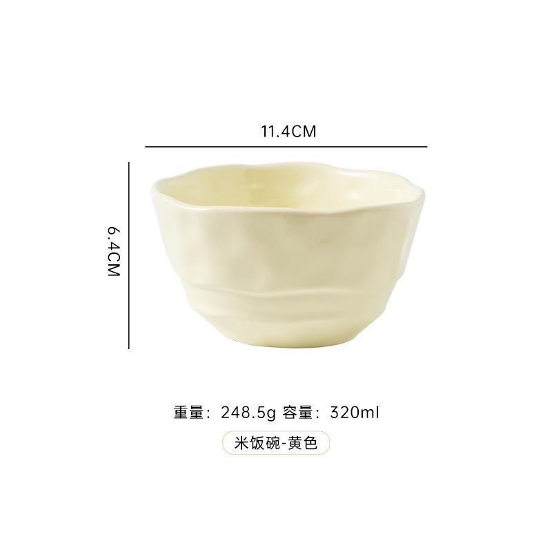 Ins Color Matching Advanced Sense Ceramic Handle Bowl Baking Bowl Atmosphere High Value Instant Noodle Bowl Salad Fruit Yogurt Bowl