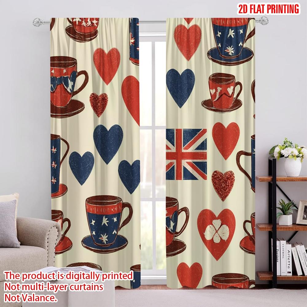 

2pcs,2D plane printing Curtains&Window Treatment Heart & Union Versatile Polyester Fabric (without rod) Outdoor Decorations for 52.50 × 116.00 cm 2 pcs