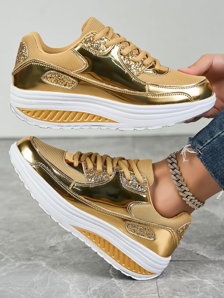 Dames Trendy Dikke Zool Schommelende Dad Schoenen, Ademend Mesh, Hoogteverhogend, Grote Maten 41-42, Casual Sportschoenen