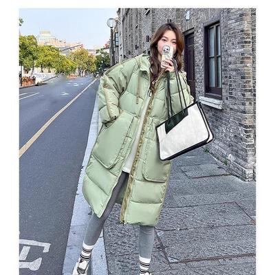 Winter Corduroy Patchwork Down Jacket Long Padded Coat Warm Cotton Outwear