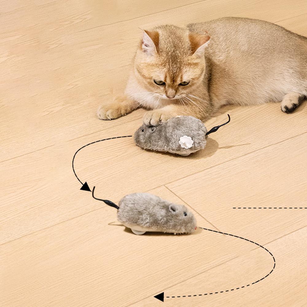 1pc Plush Wind-Up Mouse Toy for Cat Kitten Interactive Toy Realistic Moving Wind-up Mouse Cat Chase Toy Kitten Game Pet Supplies
