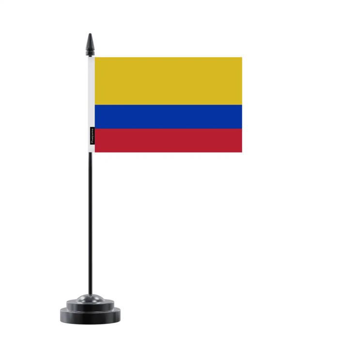 Drapeau de Table - Colombie - 14 x 21 cm - Polyester - Mât en Plastique - Impression Recto/Verso