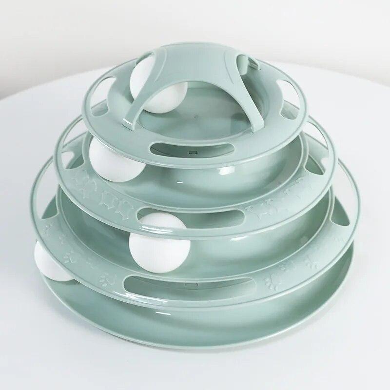 4 Levels Cat Disc Toys Training Amusement Plate Interactive Tower Tracks Cat Intelligence Curious Ball Quadruple Disc Tumble