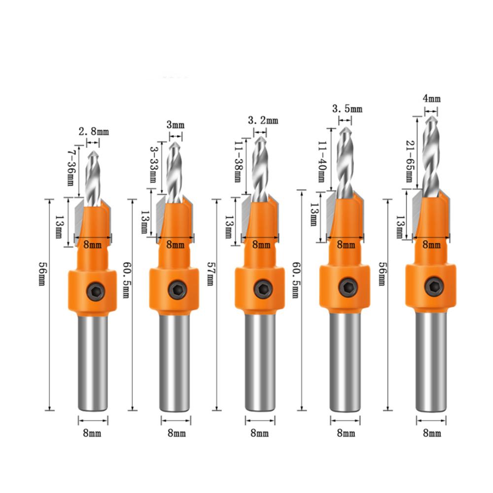 1PCS 8/10mm Shank HSS Woodworking Countersink Router Bit Screw Extractor Remon Demolition for Wood Milling Cutter