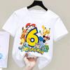 Pokemons Pikachu Kids T-shirts Birthday Number 1-9 Printed Summer Spring Children's T-shirts Minimalist Casual Cosplay Loose Top