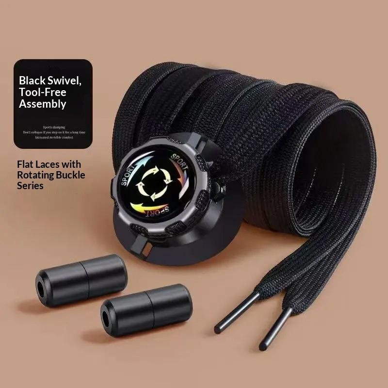 Automatic Shoelaces Swivel Buckle No Tie Laces Widened Flat for Sneakers Lazy Shoelace Fastening Accessory Adults Kids Unisex