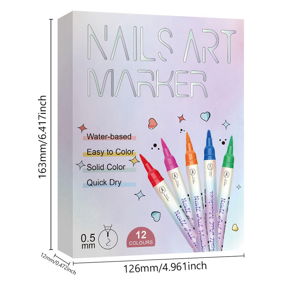 12Pcs Nail Art Marker Pen DIY Painting Graffiti Nail Art Pen Waterproof Quick Dry Drawing Painting Line Pencil Manicure Tool NEW