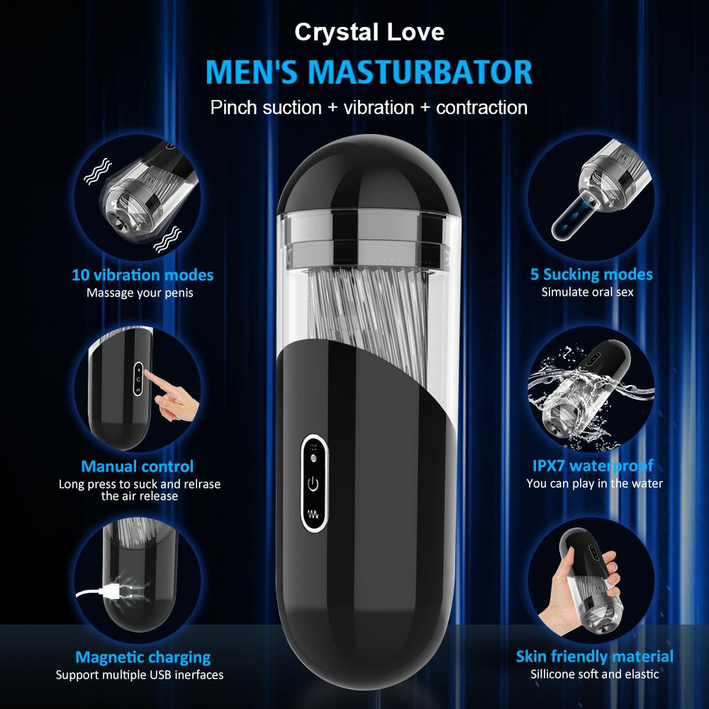 Automatic Masturbator Cup for Men Sucking Vibrator Vaginal Penis Blowjob Machine Masturbation Cup Sex Toy for Men Adult Supplies