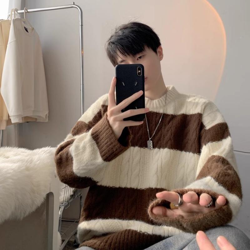 Autumn and Winter New Men's Knitted Korean Loose Base Sweater