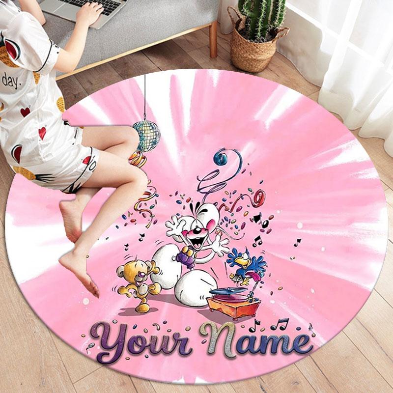 Diddl Custom Name Round Area Rug,Carpet Rug for Living Room Bedroom Sofa Playroom Decor,Non-slip Floor Mat