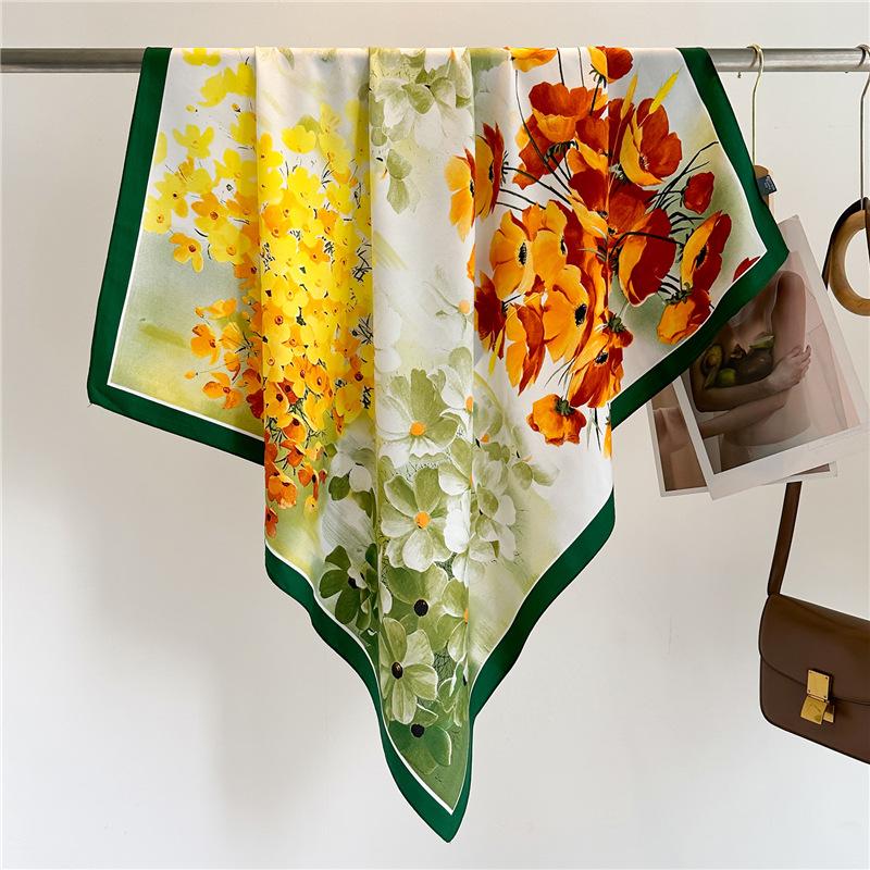 90cm Travel Sunscreen Versatile Large Square Scarf Shawl Headscarf Neck Protection Scarf Decoration For All Seasons