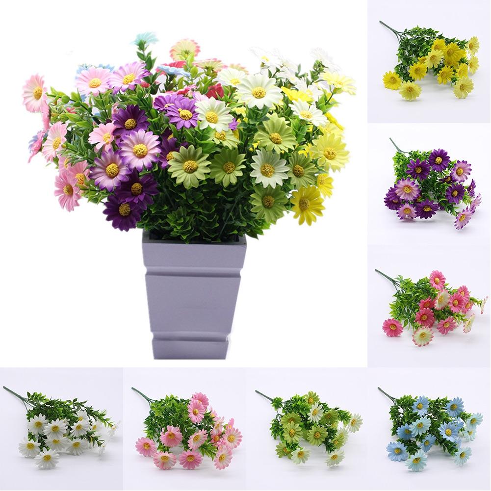 15 Heads Artificial Flowers Plastic Fake Plants Wedding Garden In/Outdoor Decor