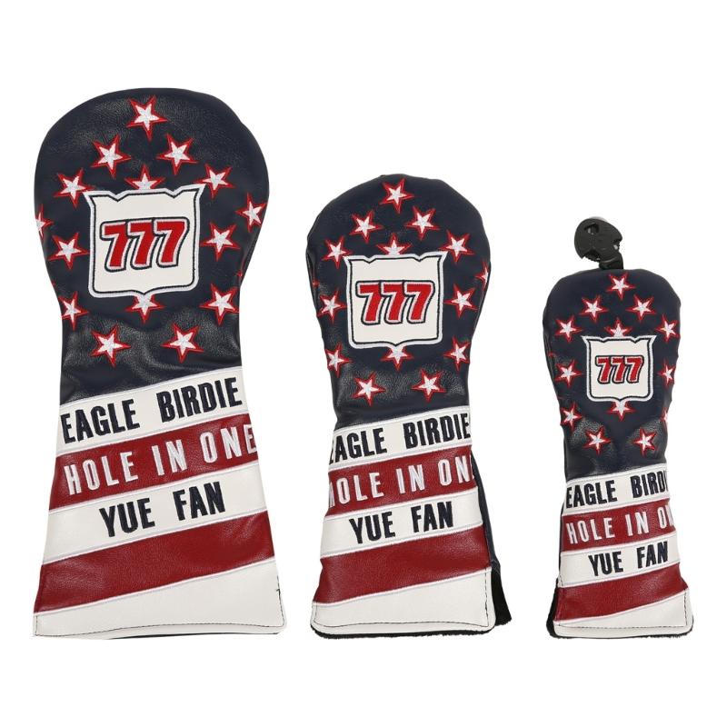 

3Pcs Waterproofs Golfs Headcover PU Leather Golfs Club Head Cover Star Pattern Fairway Wood Head Cover Golfs Accessories темно-синього кольору