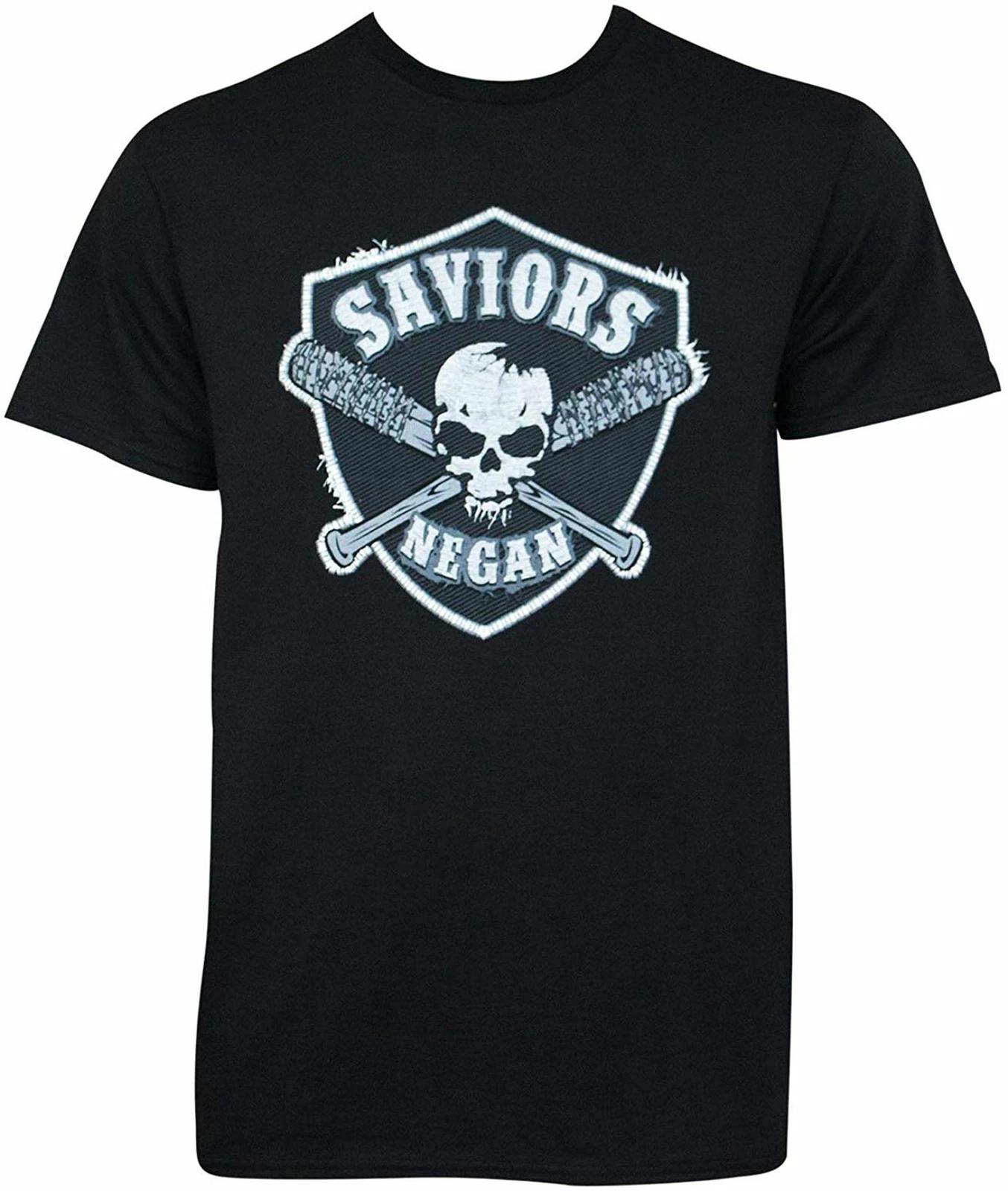 The Walking Dead Saviors Negan Faux Patch Adult 100% Cotton T-shirt Mens Tees Top L