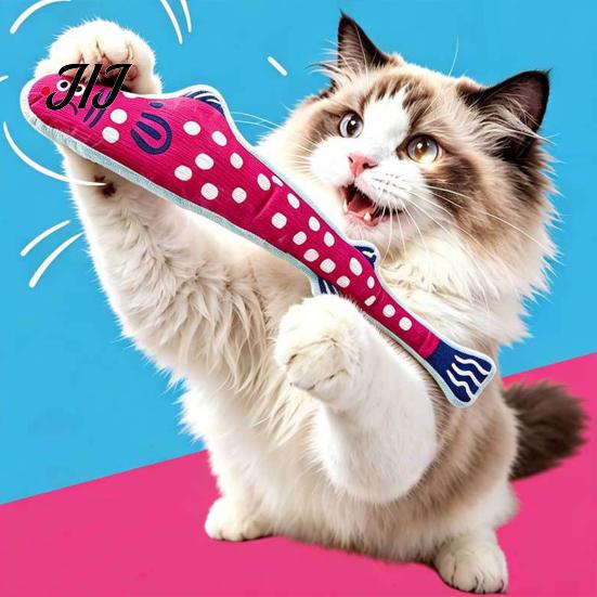 Kitten Teething And Playing Interactive Fish Cat Kicker Toy, Natural Catnip Crinkle Paper Soft Bite Resistant Pet Supplies Filled Durable Plush