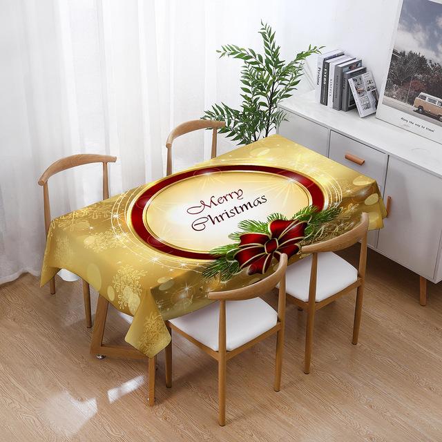 Christmas Tablecloths Holiday Decorations Santa Claus Printed Home Kitchen Table Stain -Resistant Tablecloths  Year Gifts
