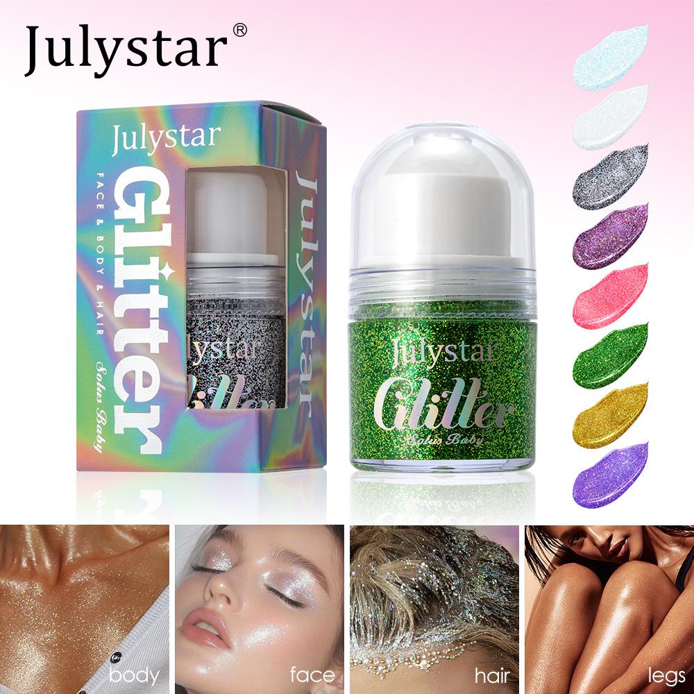 Speziell für Körperbälle, Hochglanz-Gel, Pailletten, feiner Glitzer und langanhaltend ohne Make-up, lila Lidschatten.