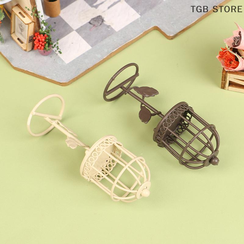 1/12 Simulation Mini Metal Birdcage Model Dollhouse Fairy Garden Decoration Micro Landscape Bird Cage Crafts Ornaments