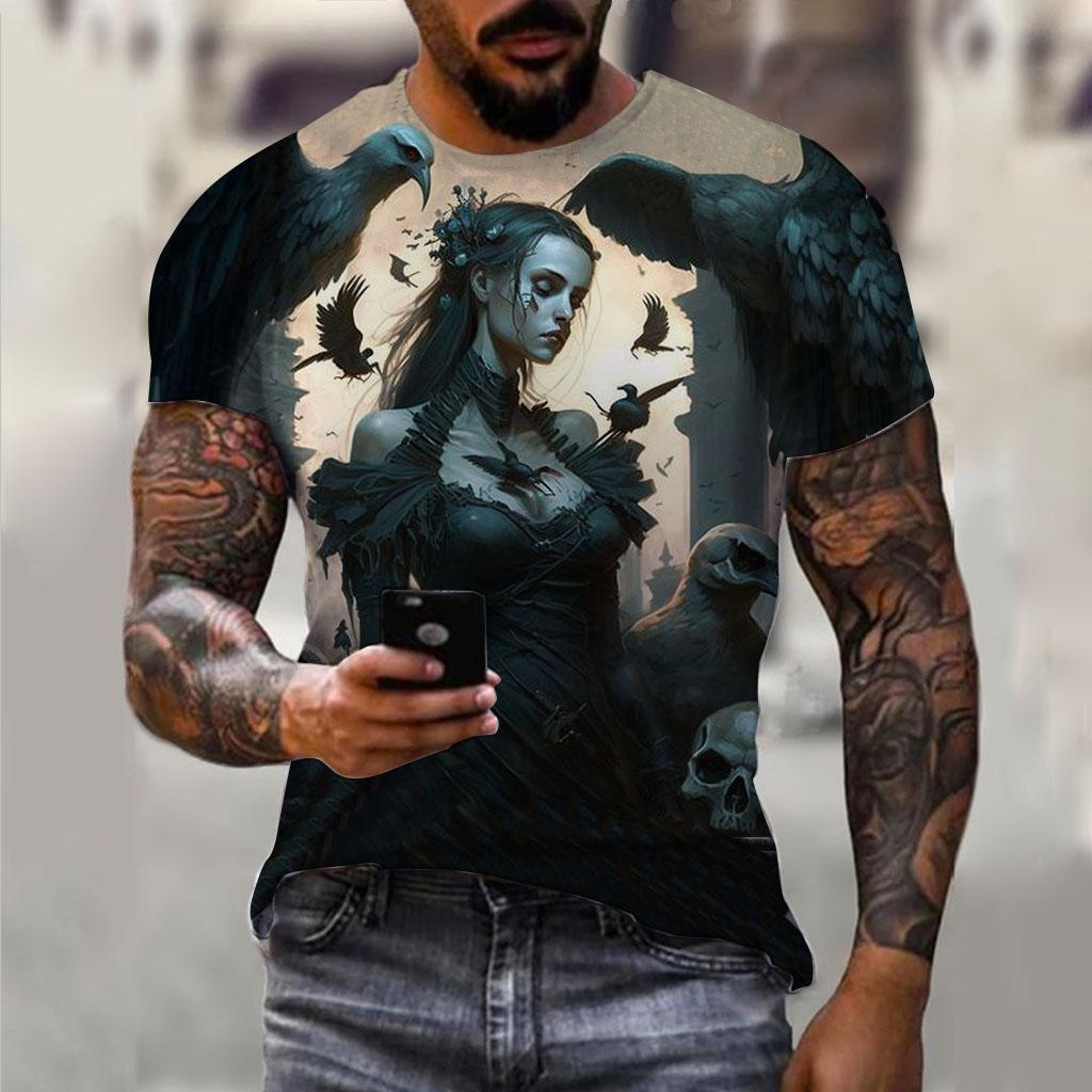 

Винтажные футболки для мужчин, модная футболка большого размера с 3D принтом и рисунком черепа нежити, повседневная футболка Wowen s 4XL