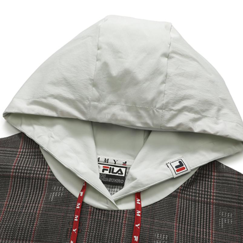 Fila X MIHARA YASUHIRO Logo-Print Colorblock Sport-Hoodie Damen-Hoodies Morgentau-Grau F11W213201F-GY