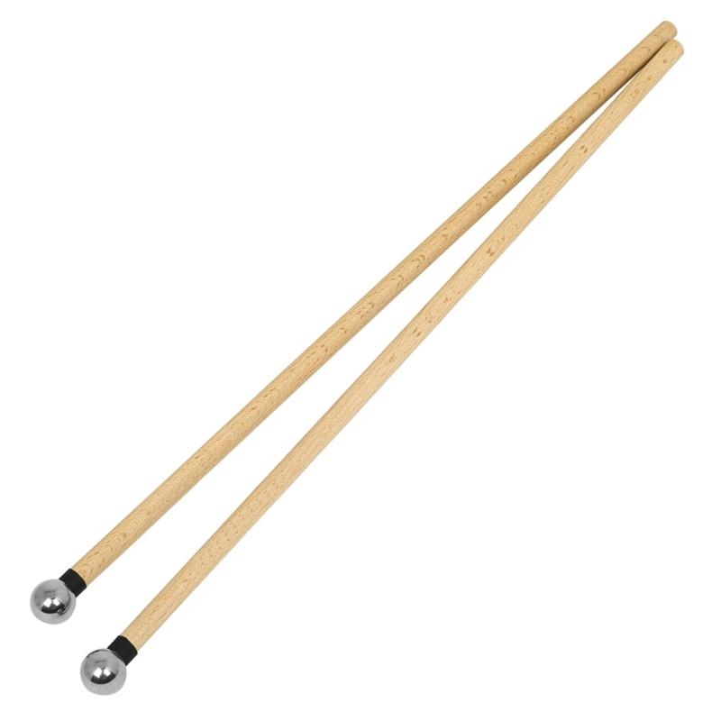 1 Pair Music Student Drum Sticks Wood and Stainless Steel Drum Mallets for Music Enthusiasts and Studio Recording Use