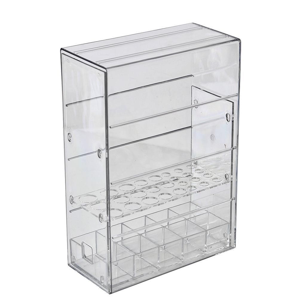 Makeup Brush Storage Box Lipstick Holder Divided Eyebrow Pencil Storage Rack Big Capacity Dustproof Dressing Table Brush Holder