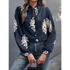 Women S Elegant Long Sleeve Printed Stand Collar Shirt For Spring Summer