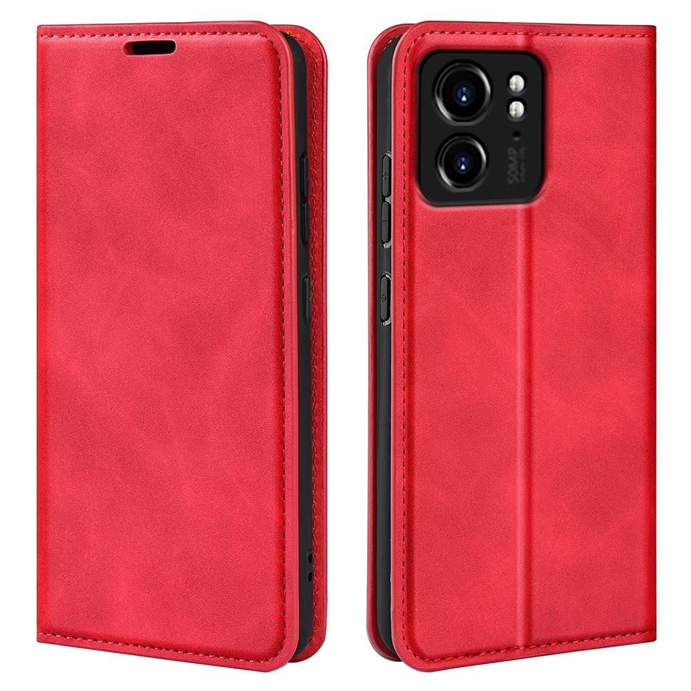 

Magnetic Auto-absorbed Flip Case for Motorola Edge 40 5G PU Leather Skin-touch Wallet Stand Phone Cover Red