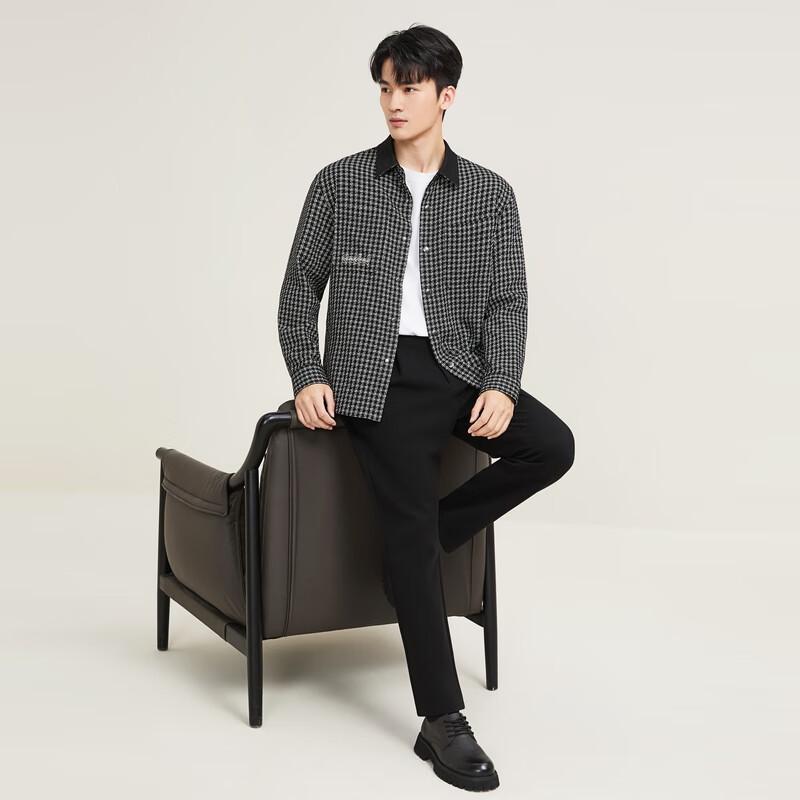 Septwolves Men's Business Casual Plaid Long-Sleeve Shirt
