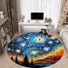 1PC Starry Night Landscape Office Round Area Rug,  Mat Suitable ForOffice, Under Office Chairs Bedroom Living Room Home Decor, Room Deco