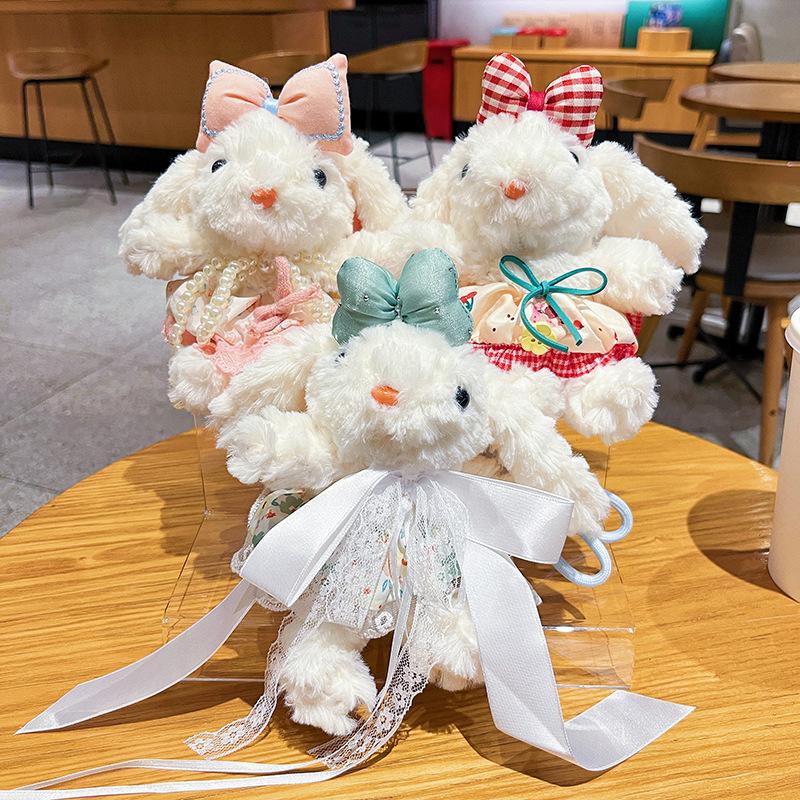 Creative Cartoon Plush Princess Dress Long-eared Rabbit  Female Cute Rabbit Girl Heart Bag Pendant