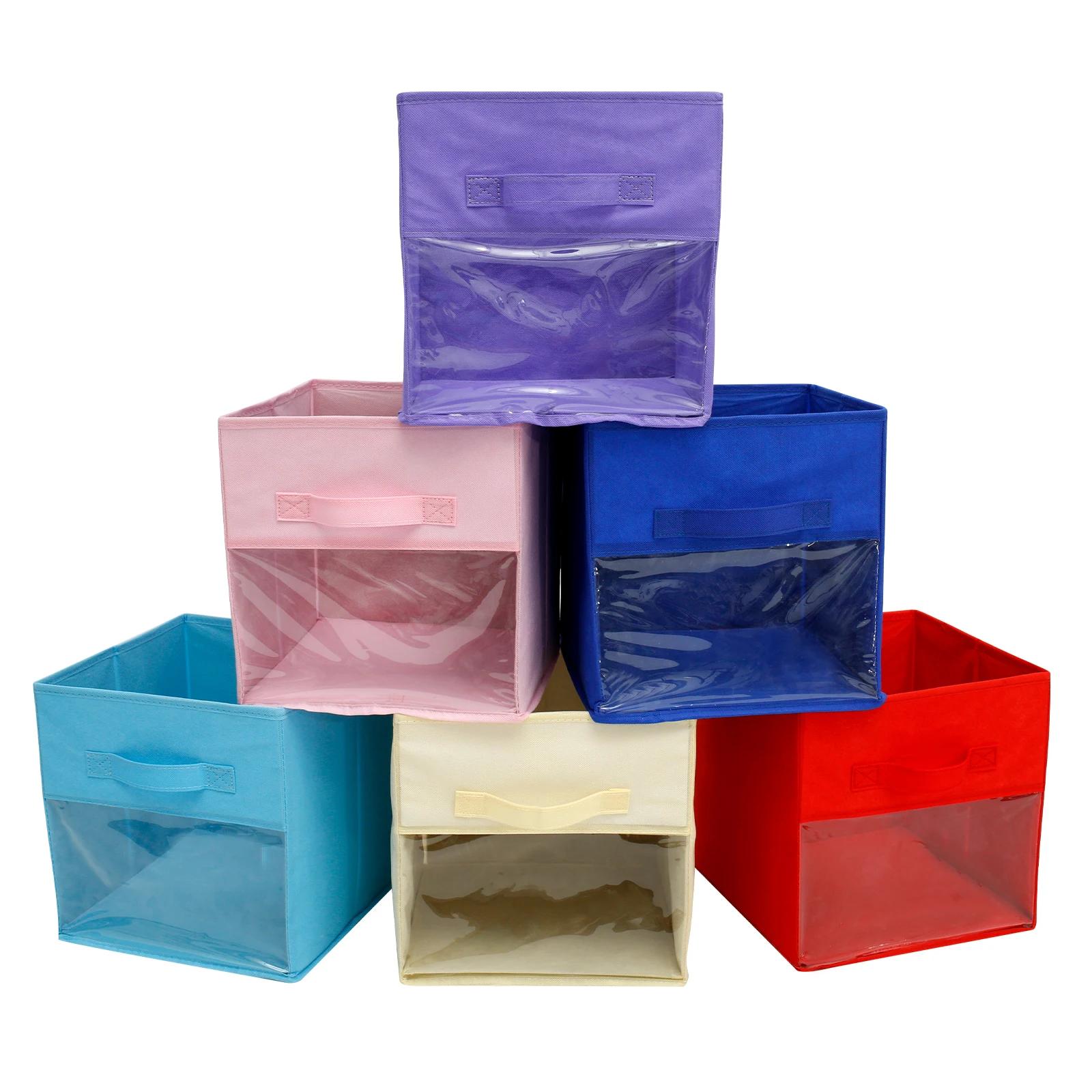 6Pcs Non-Woven Fabric Storage Box Foldable Fabric Cube Storage Bins Large Capacity Closet Clothes Shoes Storage Containers