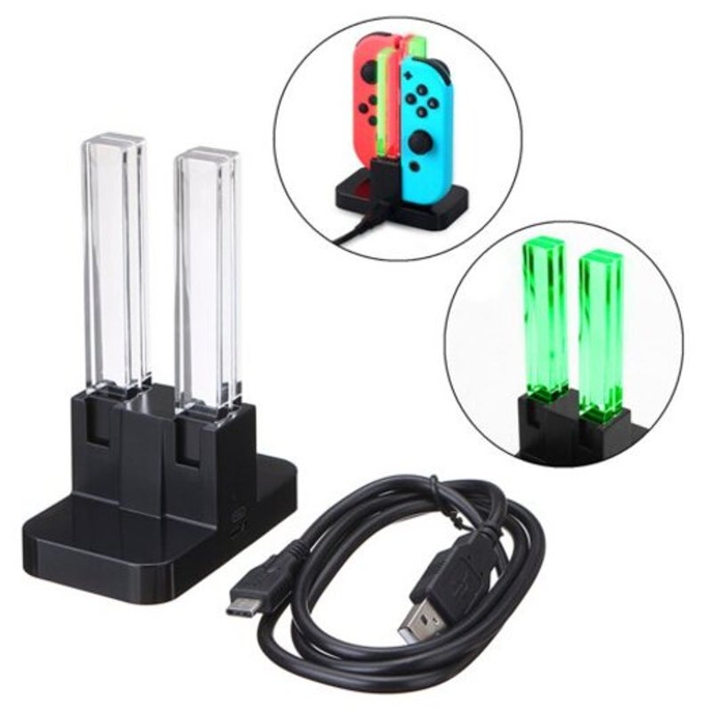 Chargers & Charging Docks 4 In 1 Led Charging Dock Station For Nintendo Switch Joy Con Controllers Black